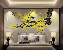 Beibehang Wallpaper mural ginkgo hand-painted meticulous flower bird Chinese style wall TV sofa living room bedroom 3d wallpaper 2024 - buy cheap