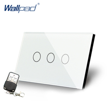 Interruptor de luz de Control remoto blanco 3 Gang interruptor de pantalla de cristal Wallpad lujo US/AU LED Interruptor táctil con Control remoto 2024 - compra barato