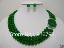 free P&P >>>>>3 rows 8mm green stone necklace earrings sets 2024 - buy cheap