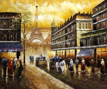 Canvas Oil painting city Street Deocrative paintings Evening's Delight In Paris High quality hand painted Free shipping 2024 - buy cheap