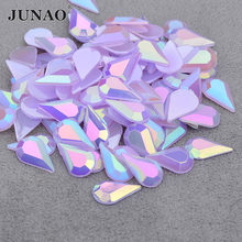 JUNAO-gemas acrílicas con purpurina, accesorio de color púrpura AB, en forma de gota, con reverso plano, para artesanía facial, sin costura, 5x8mm, 8x13mm 2024 - compra barato