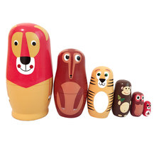 Set of 6pcs Painted Wooden Animals Nesting Dolls Matryoshka Russian Doll Kids Gift 2024 - buy cheap