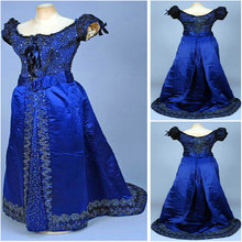 2017 New!Blue Taffeta Victorian Dress1860S Scarlett Civil War Southern Belle dress Cosplay Halloween dresses US4-36 C-933 2024 - buy cheap