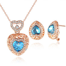 Free Shipping fashion Heart Necklace Earrings Set Wholesale Valentine's gift Jewelry Set 2024 - buy cheap