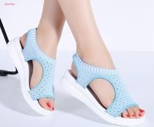 Sandália feminina, respirável, moda verão, confortável, compras, sapatos de caminhada, plataforma preta 2024 - compre barato