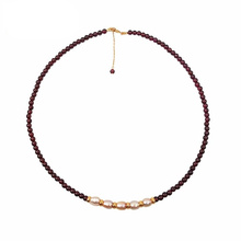 Collar de perlas de agua dulce de 4-5MM, piedra Natural de granate rojo, 5-6MM, plata tibetana 2024 - compra barato