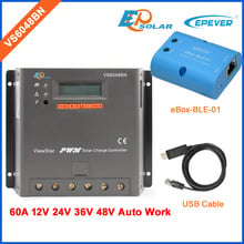 Solar panel battery controller PWM Free shipping Fast delivery VS6048BN 60A 60amp USB cable+BLE BOX 2024 - buy cheap