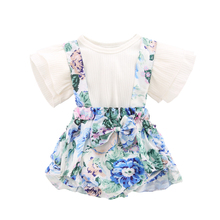 lovely brand new high quality Summer Explosion Baby Girls Short Sleeve Bow Sling Print Princess Cute Dress 2024 - buy cheap