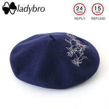 Ladybro Wool Berets Women Hat Embroidery Painter Hat Bonnet Cap Femme Autumn Winter Hat Female Flower Beanies Lady Beret Cap 2024 - buy cheap