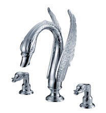 Free shipping 3 Pcs widespread bathroom Swan tub faucet mixer tap deck mount 34cm=13.5" Height 2024 - купить недорого