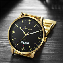 Geneva relógio masculino ultrafino, relógio de aço inoxidável azul esportivo 2024 - compre barato