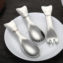Cute Cats Spoons Forks Kids Tableware Stainless Steel Spoon Fork Children Dessert Ice Cream Tableware Kitchen Accessories 2024 - buy cheap