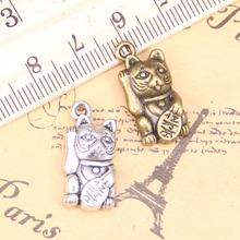 36pcs Charms For Jewelry Making lucky cat 23x11mm Antique Silver Plated Pendants DIY Handmake Tibetan Silver Bracelet Necklace 2024 - buy cheap
