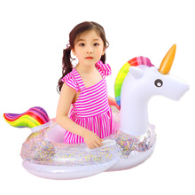 Flotador inflable de unicornio con lentejuelas para piscina, asiento de agua para bebé, juguetes de piscina para fiesta de verano 2024 - compra barato