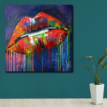 Поп-арт большого размера красочные губы 2 картина маслом настенная живопись Картина на холсте домашний декор абстрактная картина 2024 - купить недорого