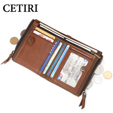 CETIRI-cartera de piel de vaca para hombre, monedero de marca de diseñador, bolso de mano de cuero RFID, tarjetero, novedad de 2019 2024 - compra barato