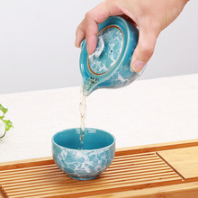 Set de Tetera de viaje, 1 olla y 1 taza de cerámica kungfú chino, teteras de porcelana portátiles para exteriores, juegos de té de mármol 2024 - compra barato