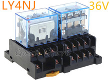 1SET LY4NJ HH64P 14PIN 10A DC 36V AC 24V silver contact Power Relay Coil 4PDT with socket Base 2024 - buy cheap