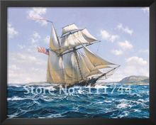 Barco pintura Lynx EE. UU. prisateer por Roy Cross paisaje arte en lienzo alta calidad 100% pintado a mano 2024 - compra barato