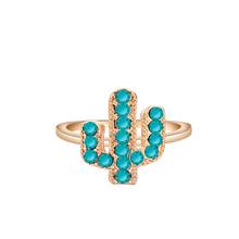 QIAMNI Glamorous Blue Crystal Desert Cacti Finger Rings Fashion Jewelry Gift Handmade Geometric Tree Plant Ring Copper Bijoux 2024 - buy cheap