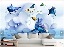 Papel de parede com foto personalizada 3d, murais de tv do mediterrâneo, mural 3d com ondas 3d, fundo subaquático para decoração de casa 2024 - compre barato