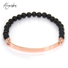 Thomas Black Obsidian Bead Rose Gold Bridge Bracelet, Stamp Jewelry For Women and Men Drop Shipping TS 526 2024 - buy cheap