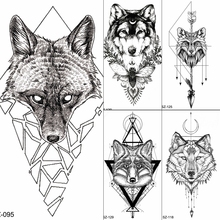 FANRUI Women Body Art Tattoo Stickers Men Black Geometric Fox Buy Tattoos Temporary Triangle Fragmentation Arm Tatoos Wolf 2024 - buy cheap