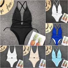 2018 Swimming Suit For Women  Bathing Suit One-piece Swimsuit Sexy Pure Deep V Backless Swimwear Maillot De Bain Femme 2024 - buy cheap
