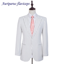 2021 New Jacket  Striped Fabrics Suit Jacket As Groom Tuxedos t Custom Made Blazer  1 Piece Worsted Wool Jacket As Man Clothes 2024 - buy cheap