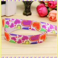 5/8'' Free shipping Elastic FOE valentine heart printed headband headwear diy decoration wholesale OEM B1246 2024 - buy cheap