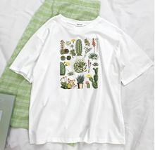 Летняя футболка с коротким рукавом и принтом растений 2024 - купить недорого