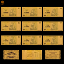 10 unids/lote billete de oro de Zimbabue, 10 dólares, réplica de dinero, papel de moneda, colecciones de billetes 2024 - compra barato