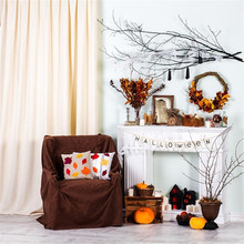Фон для фотосъемки на Хэллоуин с напечатанными тыквами, стульями, кленовыми листьями, гирляндой, фон для детской внутренней вечеринки 2024 - купить недорого