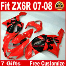 Bodywork fairings set for Kawasaki Ninja 636 ZX6R 2007 2008 ZX-6R 07 08 red black fairing body kit  AV12 +7 gifts 2024 - buy cheap