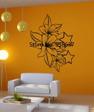 Sofá Fundo Decoração Da Parede do Vinil Decal Adesivo Lírios e Estrelas À Prova D' Água Adesivos de Parede Home Decor Sala MuralZB514 2024 - compre barato