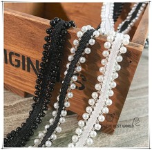 White Black Beaded Lace Trim Tape Fabric Ribbon DIY Collar Sewing Lace Garment Headdress materials 2024 - buy cheap