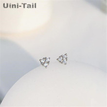 Uini-tail-pendientes de plata esterlina 925 para mujer, mini pendientes triangulares, temperamento simple, pequeño, fresco, no se decolora, joyería fina, GN524 2024 - compra barato