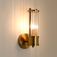 Lámpara de pared de cristal con brillo, luz Led de bronce para dormitorio, accesorios de pared de salón, candelabro de pared del pasillo 2024 - compra barato