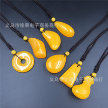 Imitation honey wax sweater chain second generation long paragraph wild necklace retro clothing accessories resin pendant 2024 - buy cheap