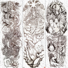 Черный эскиз, полная рука, боди-арт, Временные татуировки, наклейка для женщин, богиня, ангел, тату, водонепроницаемые, боди-арт, поддельные татуировки дракона 2024 - купить недорого