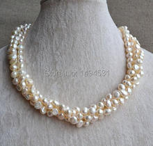 Wholesale Pearl Jewelry - 18 Inches 4 Strands 6-7mm White Color Genuine Freshwater Pearl Necklace - Handmade Jewelry. 2024 - buy cheap