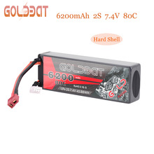 Аккумулятор GOLDBAT 2S Lipo для радиоуправляемого дрона, литий-полимерный аккумулятор 7,4 В, 80C, 6200 мАч, упаковка с разъемом Deans для радиоуправляемого автомобиля, грузовика, вертолета, бпв, гоночного дрона 2024 - купить недорого