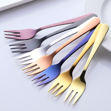 1pcs Cake Fork Stainless Steel Gold Forks For Fruit Salad Small Stick Food Pick Useful Dessert Fork for Snack Dinnerware 2024 - buy cheap