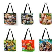 Cute Golden Retriever Print Tote Bag For Women Reusable Large Capacity shopping Bags Lady Tote Casual Shoulder Bags 2024 - buy cheap