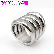 New Long Wide Party Punk Rings for Women Stylish Casting Women Ring Stainless Steel Fashion Wholesale Jewelry Christmas Gift 2024 - купить недорого