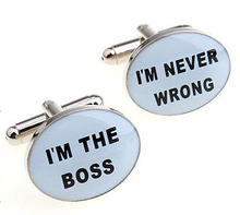 Men Gift Boss Cufflinks Wholesale&retail White Color Copper Material Novelty I'm The Boss I'm Never Wrong Design 2024 - buy cheap