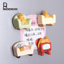 Roogo Fridge Magnet Resin Cartoon Animal Cute Cat Refrigerator Sticker Magnets Decorative Home Decoration Accessories Kitchen 2024 - buy cheap