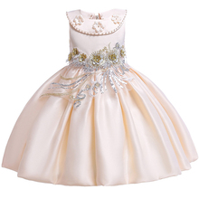 2021 летнее платье с вышитыми цветами для девочек платье принцессы для девочек костюм для детей, детские платья для девочек, одежда для девочек вечерние свадебное платье на возраст 7 лет L5085 2024 - купить недорого