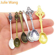 Julie Wang 6PCS Mixed Colors Vintage Spoon Tableware Charms Alloy Bracelet Jewelry Making Pendant Metal Accessory 2024 - buy cheap
