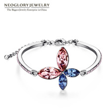 Neoglory-Pulseras y brazaletes de cristal austriaco, joyería de diseño de flores y mariposas, nuevo JS9 JS3, 2017 2024 - compra barato